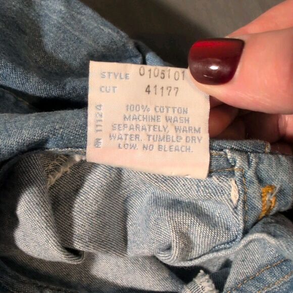 Vintage Baby Guess Denim Ruffle Dress Size 24 Months Button Up Tiered Blue CUTE - Picture 6 of 11